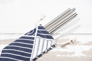 Stainless Steel Straw Bag Set