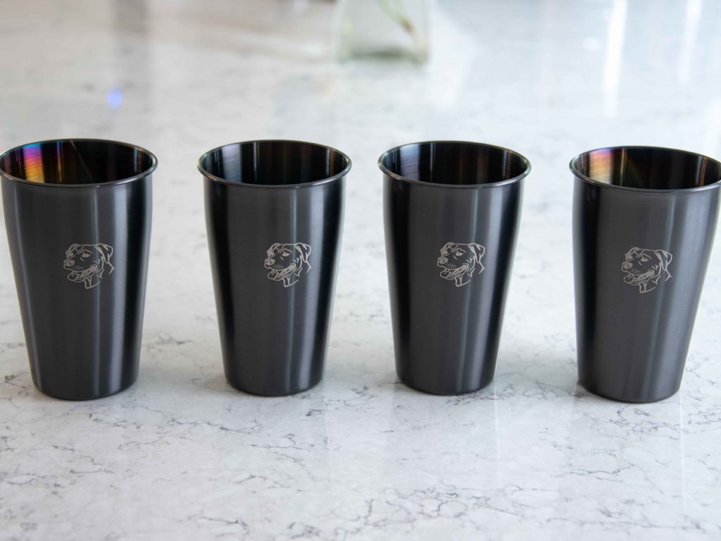 Four stainless steel cups