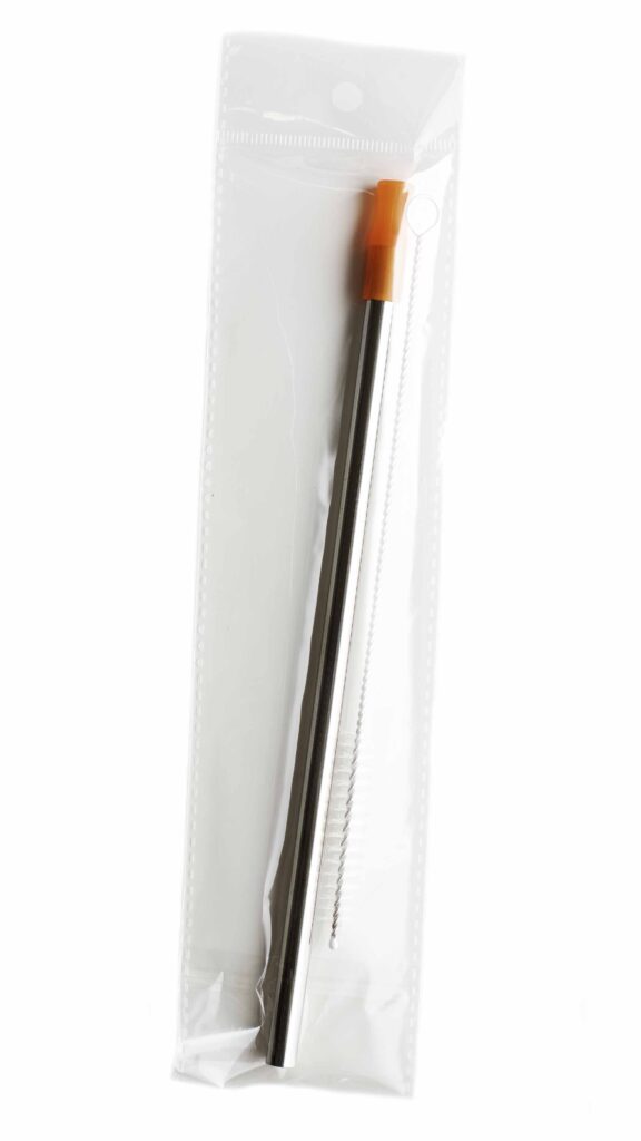 Packaged stainless steel straw for retail