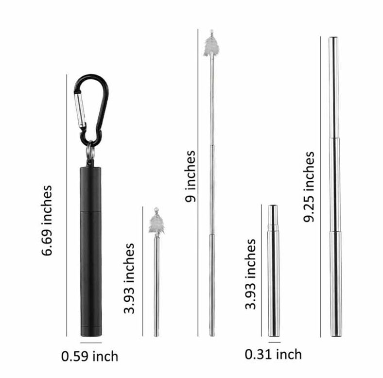 Collapsible Straw and Brush Set Dimensions